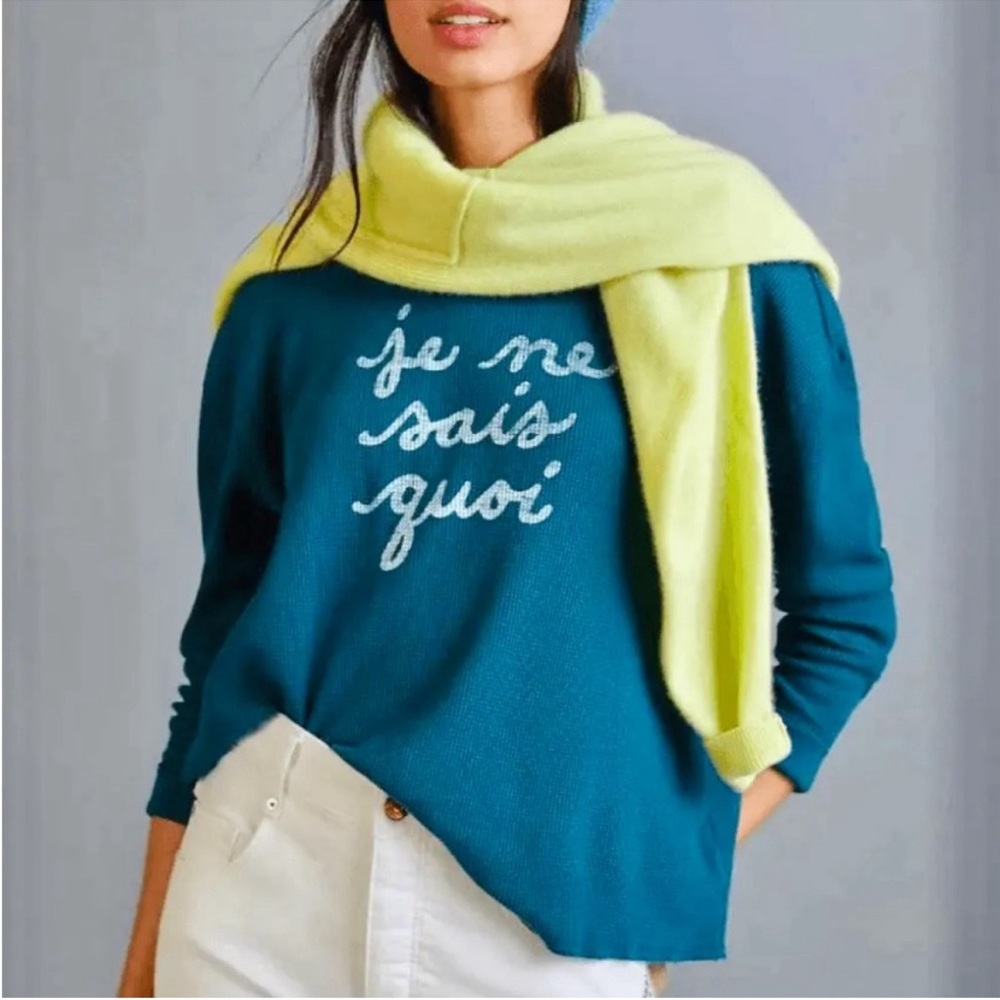 Anthropologie Graphic Thermal Knit Top - Picture 1 of 5